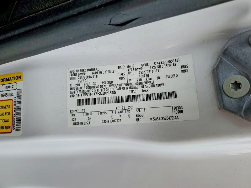52398196 :رقم المزاد ، 1FTER1FH7KLB09555 vin ، 2019 Ford Ranger مزاد بيع
