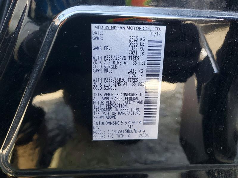 Aukcja sprzedaży 2019 Infiniti Qx60, vin: 5N1DL0MM5KC554914, numer aukcji: 53364566