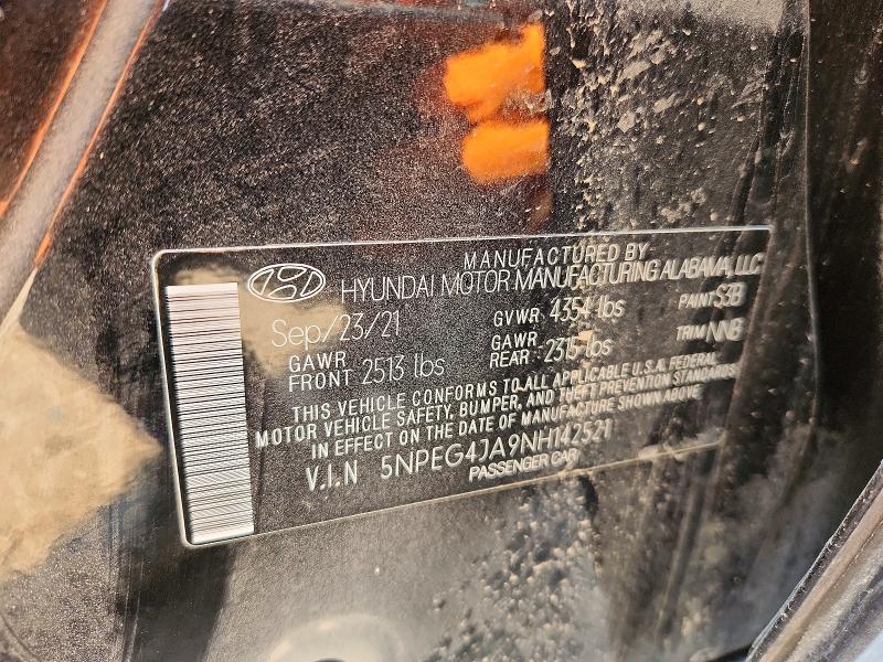 2022 Hyundai Sonata მანქანა იყიდება აუქციონზე, vin: 5NPEG4JA9NH142521, აუქციონის ნომერი: 53971166