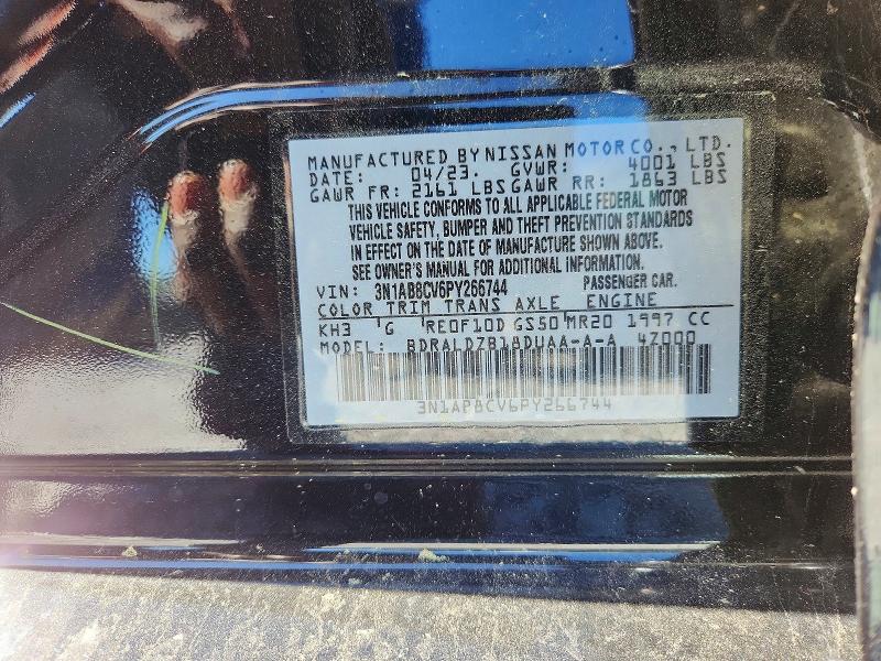 2023 Nissan Sentra მანქანა იყიდება აუქციონზე, vin: 3N1AB8CV6PY266744, აუქციონის ნომერი: 53730516