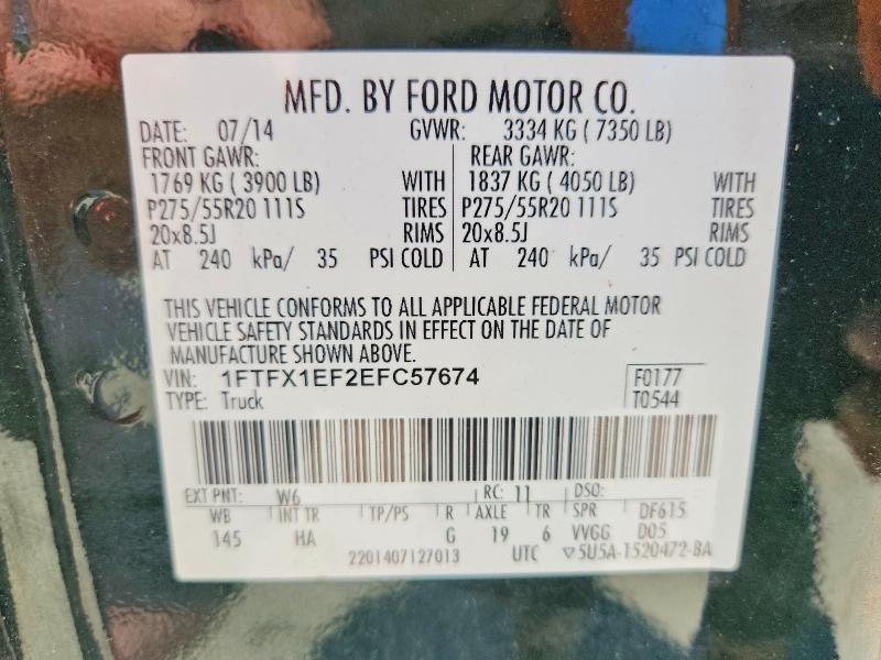 2014 Ford F150 მანქანა იყიდება აუქციონზე, vin: 1FTFX1EF2EFC57674, აუქციონის ნომერი: 55154836