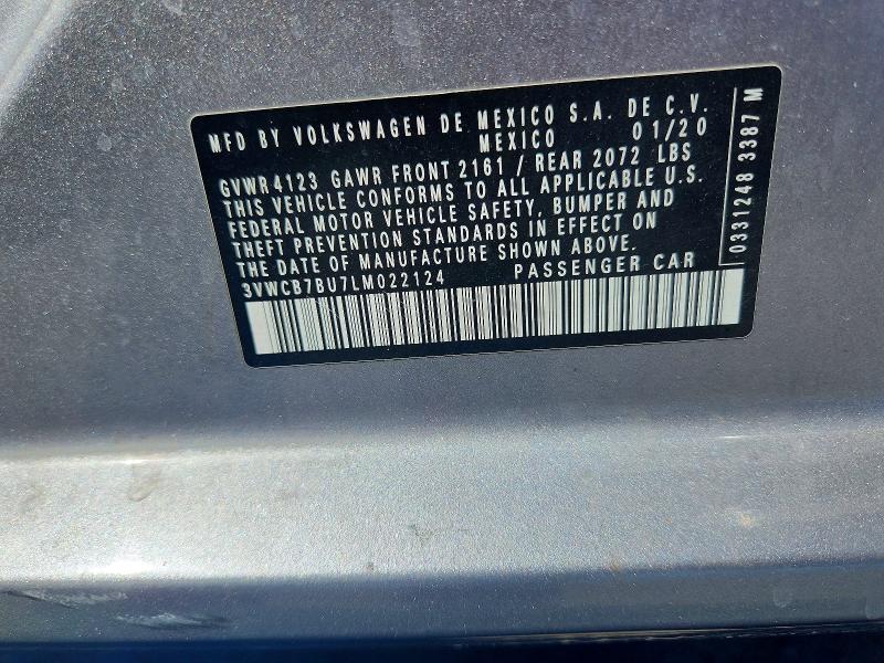 54959756 :رقم المزاد ، 3VWCB7BU7LM022124 vin ، 2020 Volkswagen Jetta مزاد بيع