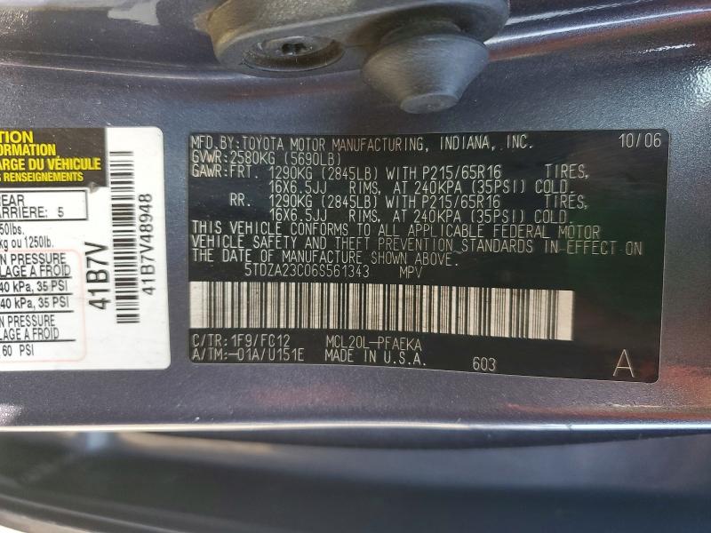 Продажа на аукционе авто 2006 Toyota Sienna, vin: 5TDZA23C06S561343, номер лота: 53125126