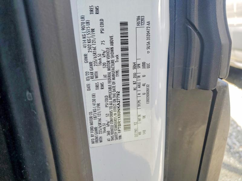 Продаж на аукціоні авто 2022 Ford Transit, vin: 1FTBR1X80NKA27792, номер лоту: 55558616