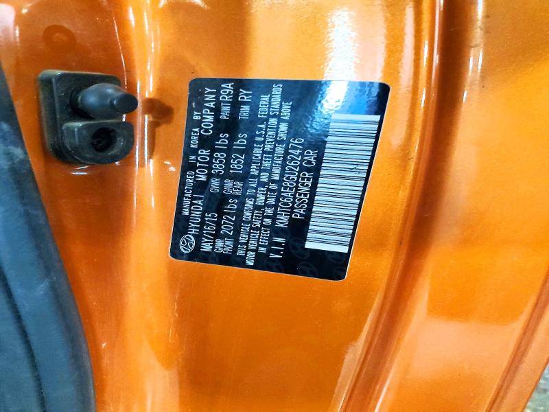 Продажа на аукционе авто 2016 Hyundai Veloster, vin: KMHTC6AE8GU262476, номер лота: 54604646