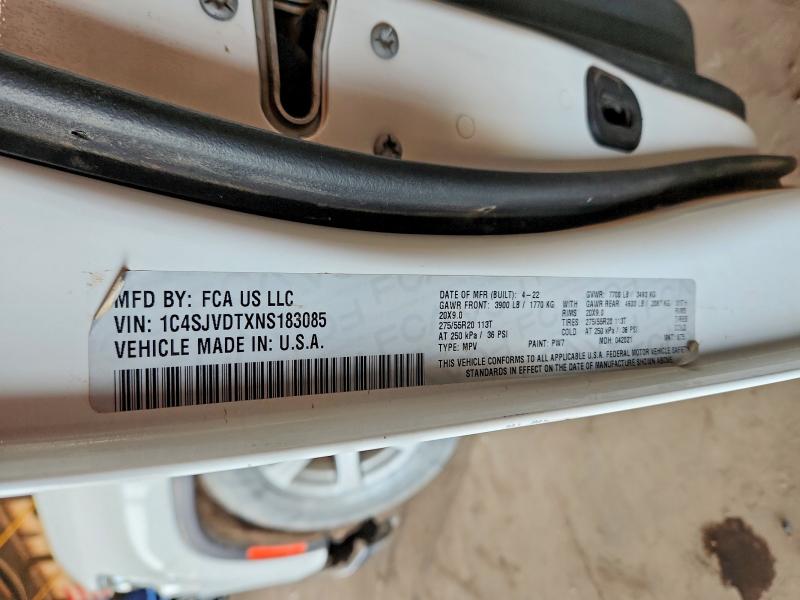 Aukcja sprzedaży 2022 Jeep Wagoneer, vin: 1C4SJVDTXNS183085, numer aukcji: 52394746