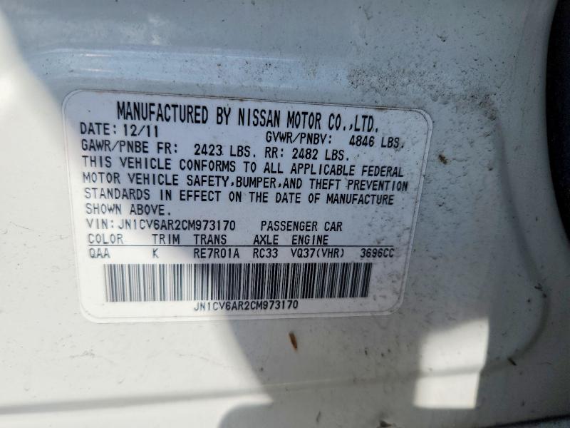 53295146 :رقم المزاد ، JN1CV6AR2CM973170 vin ، 2012 Infiniti G37 Sedan مزاد بيع