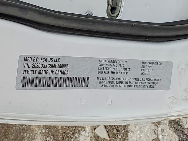Продажа на аукционе авто 2021 Dodge Charger, vin: 2C3CDXKG5MH668886, номер лота: 54103356