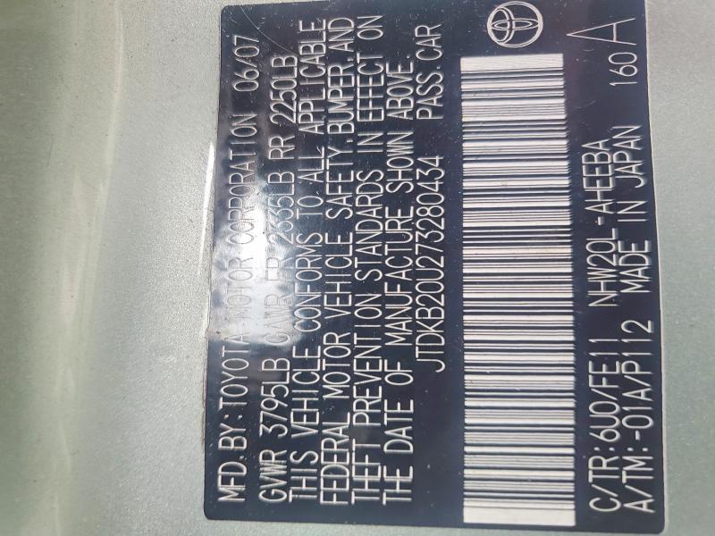 Aukcja sprzedaży 2007 Toyota Prius, vin: JTDKB20U273280434, numer aukcji: 53801856