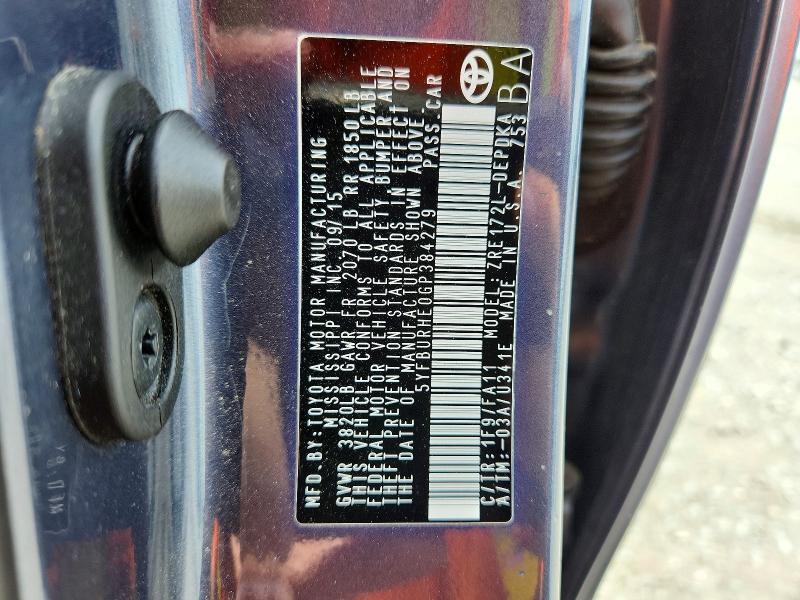 Aukcja sprzedaży 2016 Toyota Corolla, vin: 5YFBURHE0GP384279, numer aukcji: 54802646