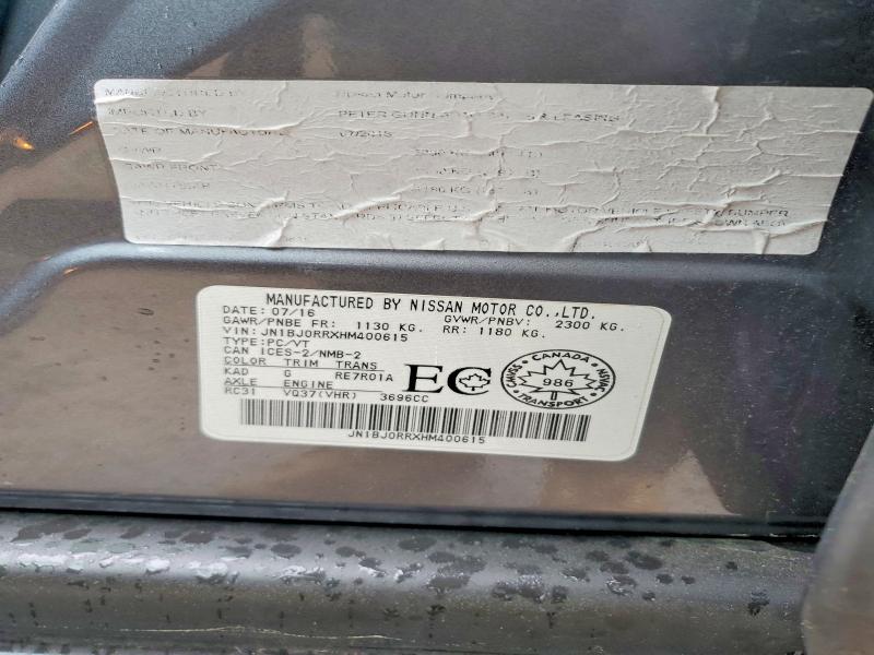 54503886 :رقم المزاد ، JN1BJ0RRXHM400615 vin ، 2017 Infiniti Qx50 مزاد بيع