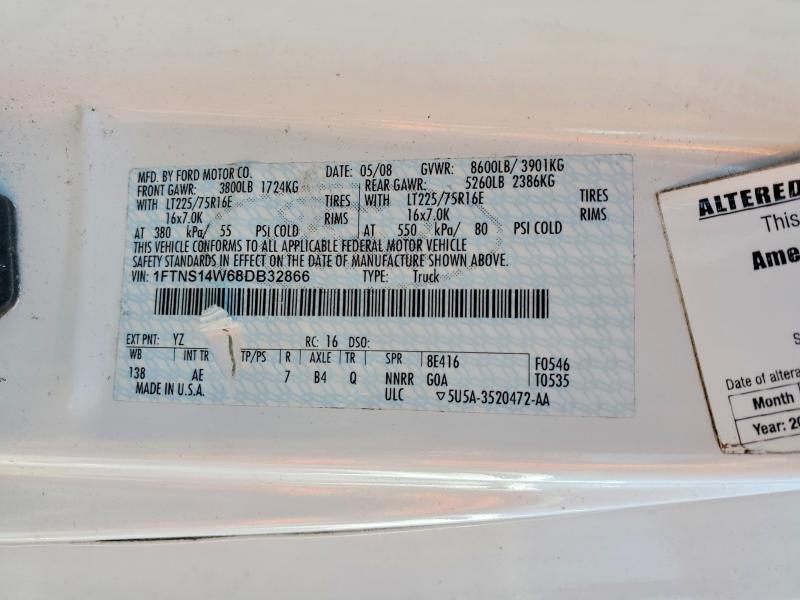 54680256 :رقم المزاد ، 1FTNS14W68DB32866 vin ، 2008 Ford E 150 مزاد بيع