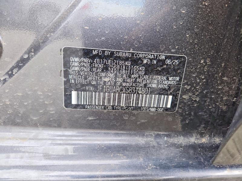52727476 :رقم المزاد ، JF1GUABCXS8314801 vin ، 2025 Subaru Impreza مزاد بيع