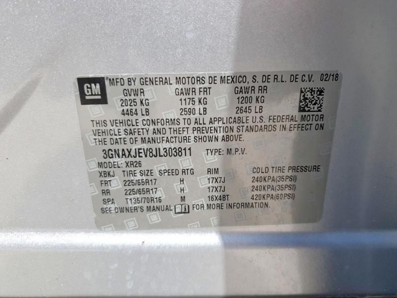 Продаж на аукціоні авто 2018 Chevrolet Equinox, vin: 3GNAXJEV8JL303811, номер лоту: 52030706