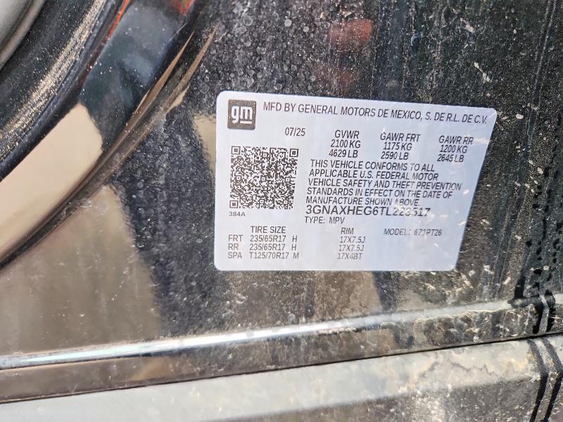 Продаж на аукціоні авто 2026 Chevrolet Equinox, vin: 3GNAXHEG6TL223517, номер лоту: 52406676