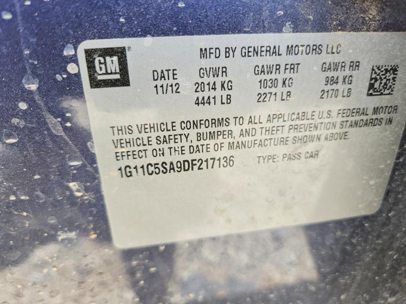Aukcja sprzedaży 2013 Chevrolet Malibu, vin: 1G11C5SA9DF217136, numer aukcji: 53814446