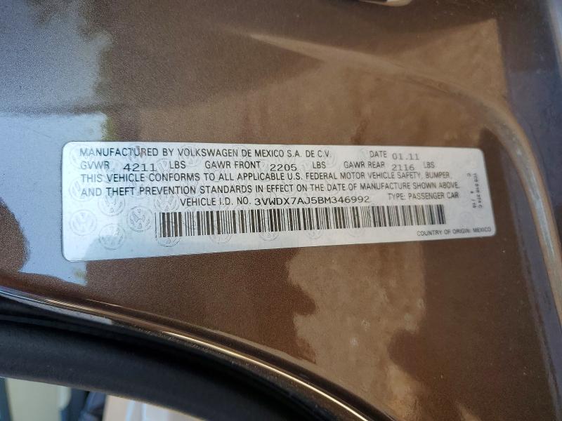 Aukcja sprzedaży 2011 Volkswagen Jetta, vin: 3VWDX7AJ5BM346992, numer aukcji: 54421486