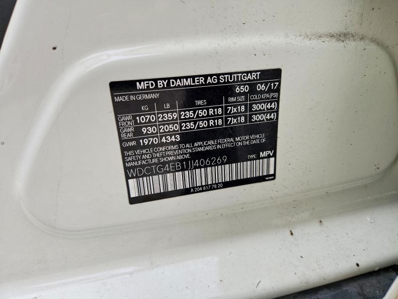 Продаж на аукціоні авто 2018 Mercedes-benz Gla, vin: WDCTG4EB1JJ406269, номер лоту: 52305666