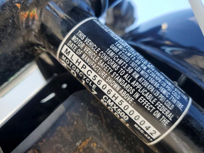 53955066 :رقم المزاد ، MLHPC5606H5000042 vin ، 2017 Honda Cmx500 مزاد بيع