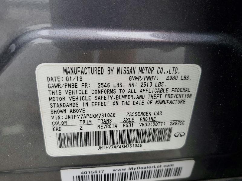Aukcja sprzedaży 2019 Infiniti Q50, vin: JN1FV7AP4KM761046, numer aukcji: 53196766