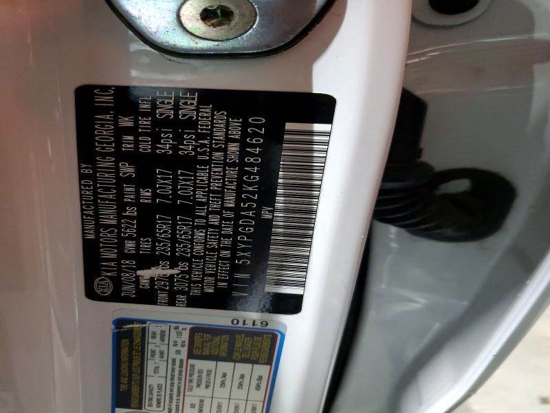 52256386 :رقم المزاد ، 5XYPGDA52KG484620 vin ، 2019 Kia Sorento مزاد بيع