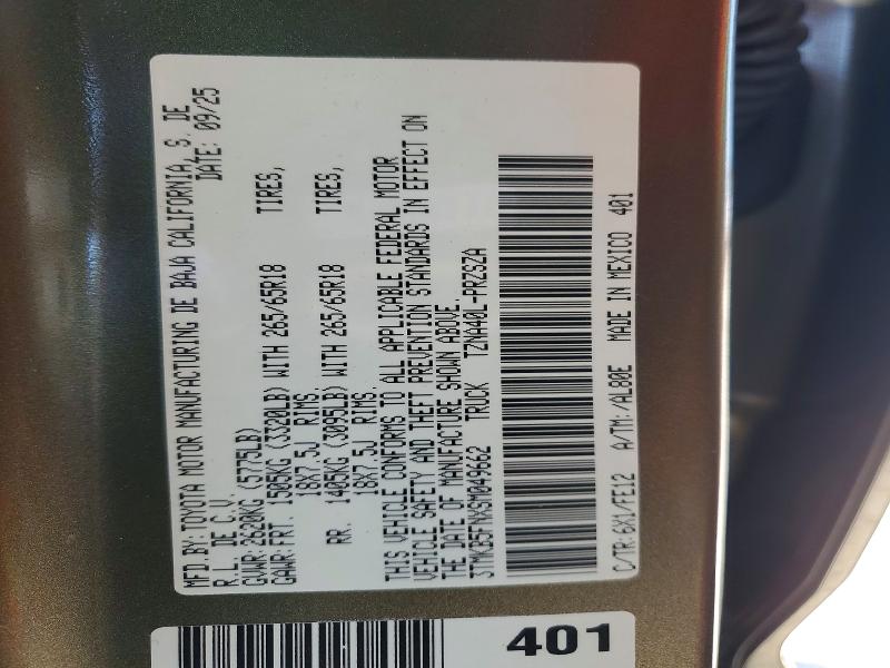 55330356 :رقم المزاد ، 3TMKB5FNXSM049662 vin ، 2025 Toyota Tacoma مزاد بيع