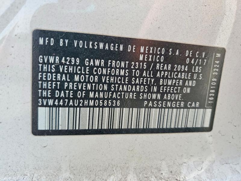 Aukcja sprzedaży 2017 Volkswagen Gti, vin: 3VW447AU2HM058536, numer aukcji: 52218156