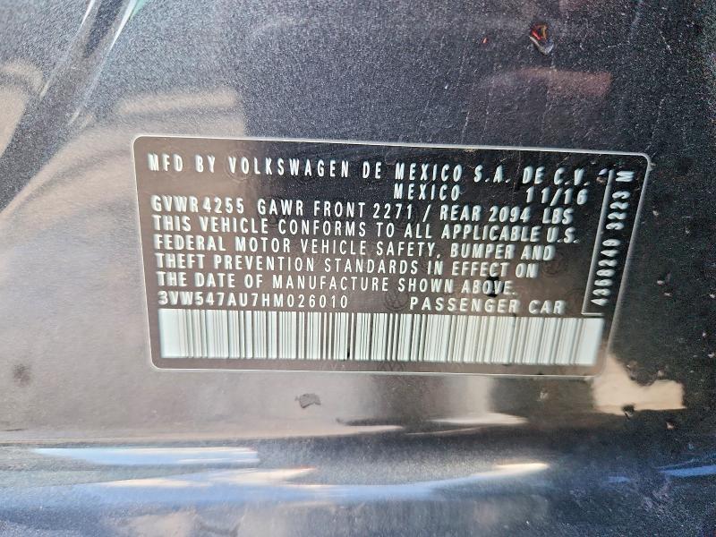 53437956 :رقم المزاد ، 3VW547AU7HM026010 vin ، 2017 Volkswagen Gti مزاد بيع