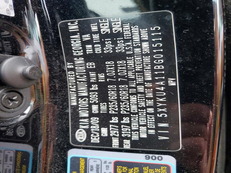 53199076 :رقم المزاد ، 5XYKU4A11BG015115 vin ، 2011 Kia Sorento مزاد بيع