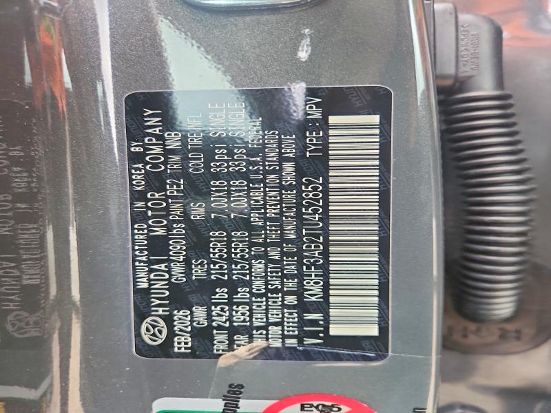 2026 Hyundai Kona მანქანა იყიდება აუქციონზე, vin: KM8HF3AB2TU452852, აუქციონის ნომერი: 55403326