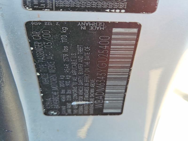 Aukcja sprzedaży 2000 Bmw 528, vin: WBADM6343YGU25400, numer aukcji: 52643316