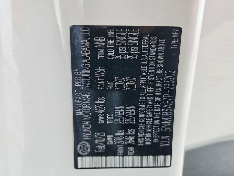 52094206 :رقم المزاد ، 5NMJB3AE7PH233202 vin ، 2023 Hyundai Tucson مزاد بيع