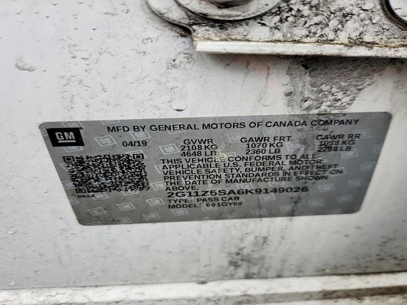 Продаж на аукціоні авто 2019 Chevrolet Impala, vin: 2G11Z5SA6K9149026, номер лоту: 53383296