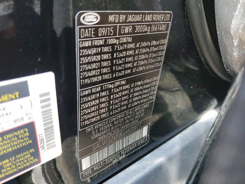 Aukcja sprzedaży 2016 Land Rover Range Rover Sport, vin: SALWG2VF9GA635617, numer aukcji: 54118556