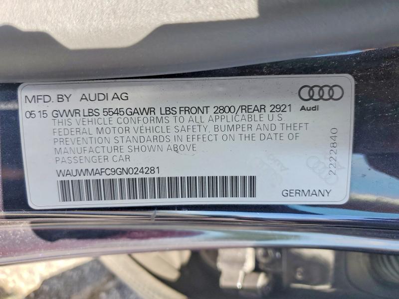 2016 Audi A7 მანქანა იყიდება აუქციონზე, vin: WAUWMAFC9GN024281, აუქციონის ნომერი: 55634846