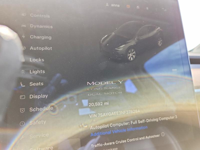 Продаж на аукціоні авто 2022 Tesla Model Y, vin: 7SAYGAEE3NF378284, номер лоту: 54983946