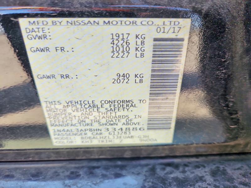 Продажа на аукционе авто 2017 Nissan Altima, vin: 1N4AL3AP8HN334886, номер лота: 54243136