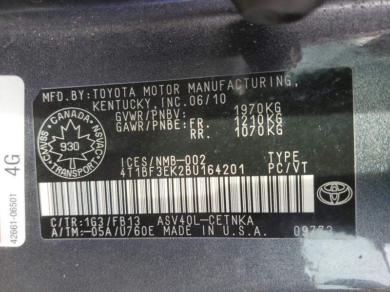 Продажа на аукционе авто 2011 Toyota Camry, vin: 4T1BF3EK2BU164201, номер лота: 53315346