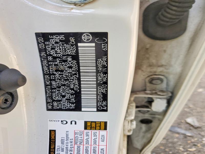 53571416 :رقم المزاد ، JTDKARFP2L3155599 vin ، 2020 Toyota Prius Prime مزاد بيع