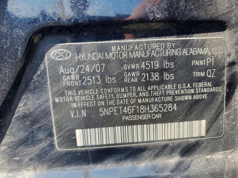 55463336 :رقم المزاد ، 5NPET46F18H365284 vin ، 2008 Hyundai Sonata مزاد بيع