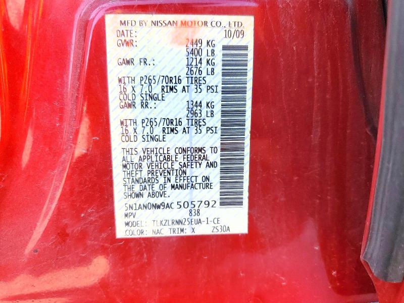 Продаж на аукціоні авто 2010 Nissan Xterra, vin: 5N1AN0NW9AC505792, номер лоту: 53459326