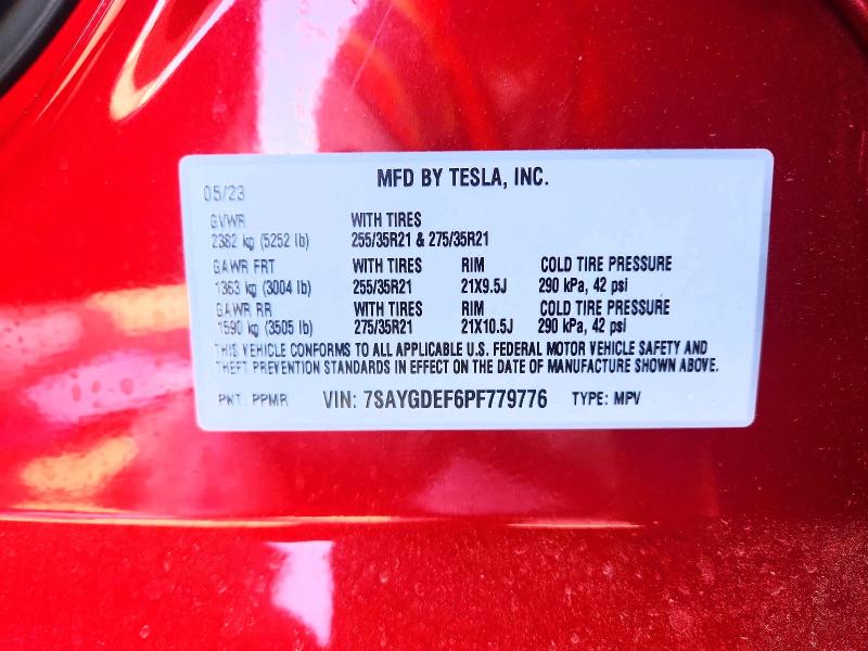 Продаж на аукціоні авто 2023 Tesla Model Y, vin: 7SAYGDEF6PF779776, номер лоту: 55589716