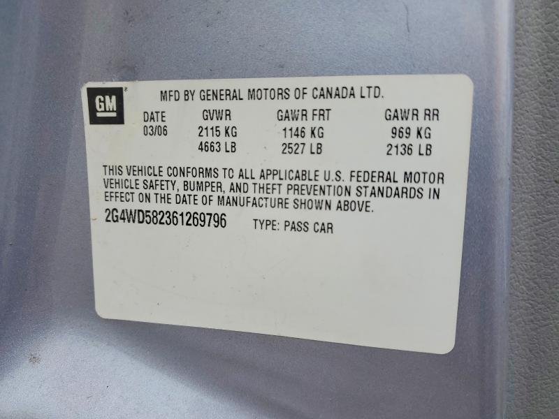 2006 Buick Lacrosse მანქანა იყიდება აუქციონზე, vin: 2G4WD582361269796, აუქციონის ნომერი: 54454466