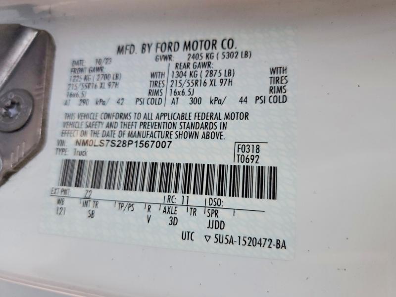 2023 Ford Transit Connect მანქანა იყიდება აუქციონზე, vin: NM0LS7S28P1567007, აუქციონის ნომერი: 52762876