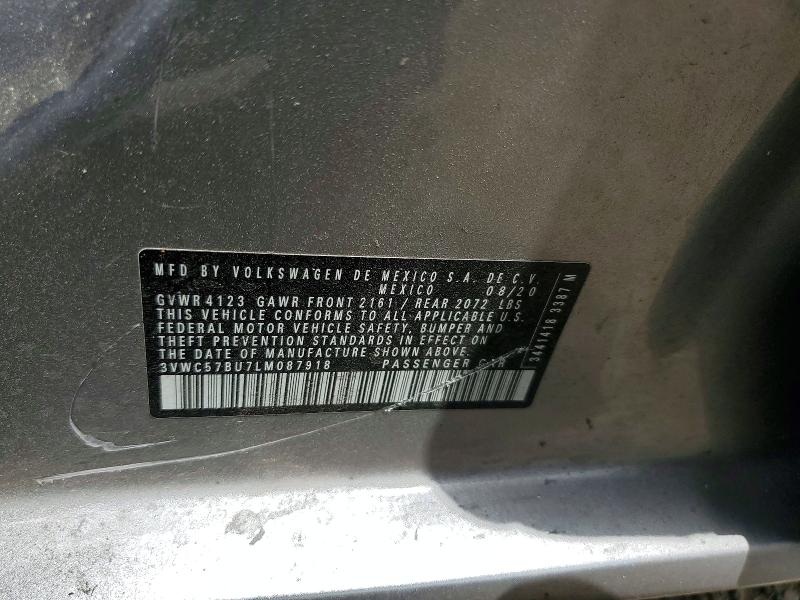 2020 Volkswagen Jetta მანქანა იყიდება აუქციონზე, vin: 3VWC57BU7LM087918, აუქციონის ნომერი: 54861966