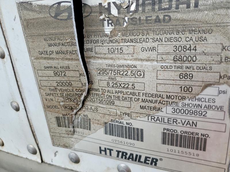 Aukcja sprzedaży 2016 Hyundai Translead Inc Trailers, vin: 3H3V532C2GT561090, numer aukcji: 53036706