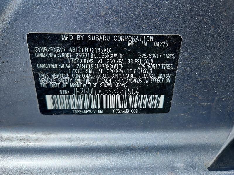 Aukcja sprzedaży 2025 Subaru Crosstrek, vin: JF2GUHDC5S8281904, numer aukcji: 53214436
