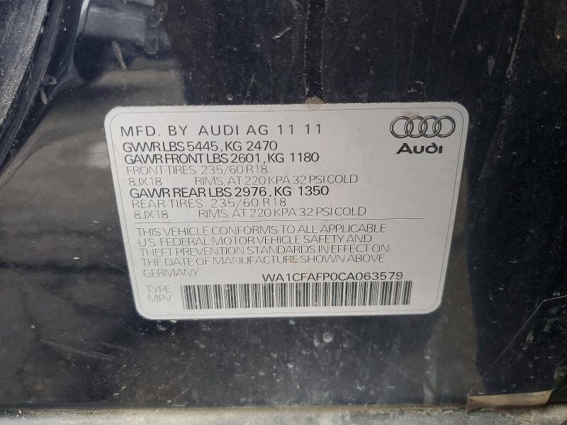 Aukcja sprzedaży 2012 Audi Q5, vin: WA1CFAFP0CA063579, numer aukcji: 54309676