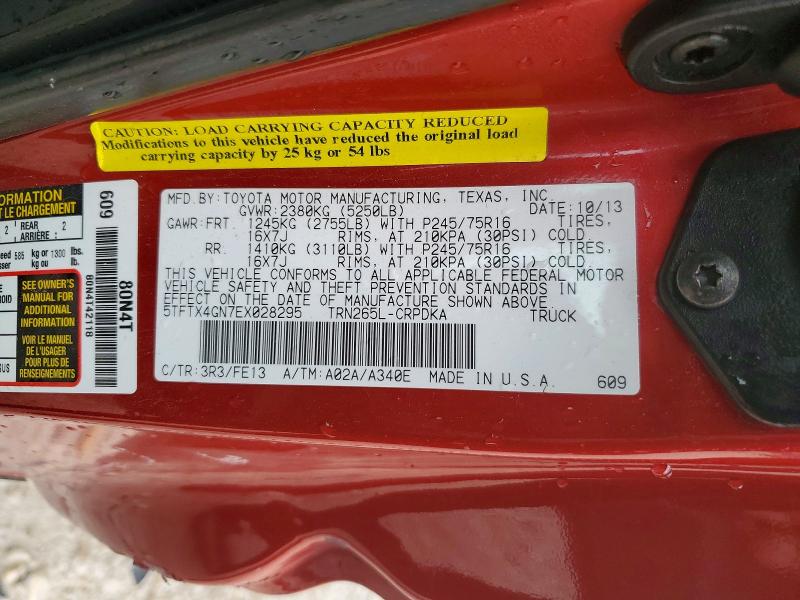 2014 Toyota Tacoma მანქანა იყიდება აუქციონზე, vin: 5TFTX4GN7EX028295, აუქციონის ნომერი: 54023046