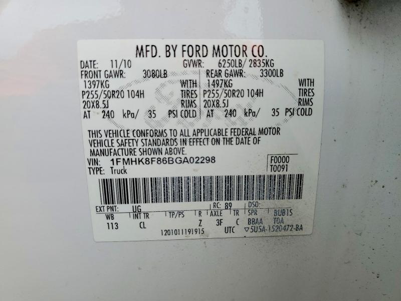 Aukcja sprzedaży 2011 Ford Explorer, vin: 1FMHK8F86BGA02298, numer aukcji: 54454696
